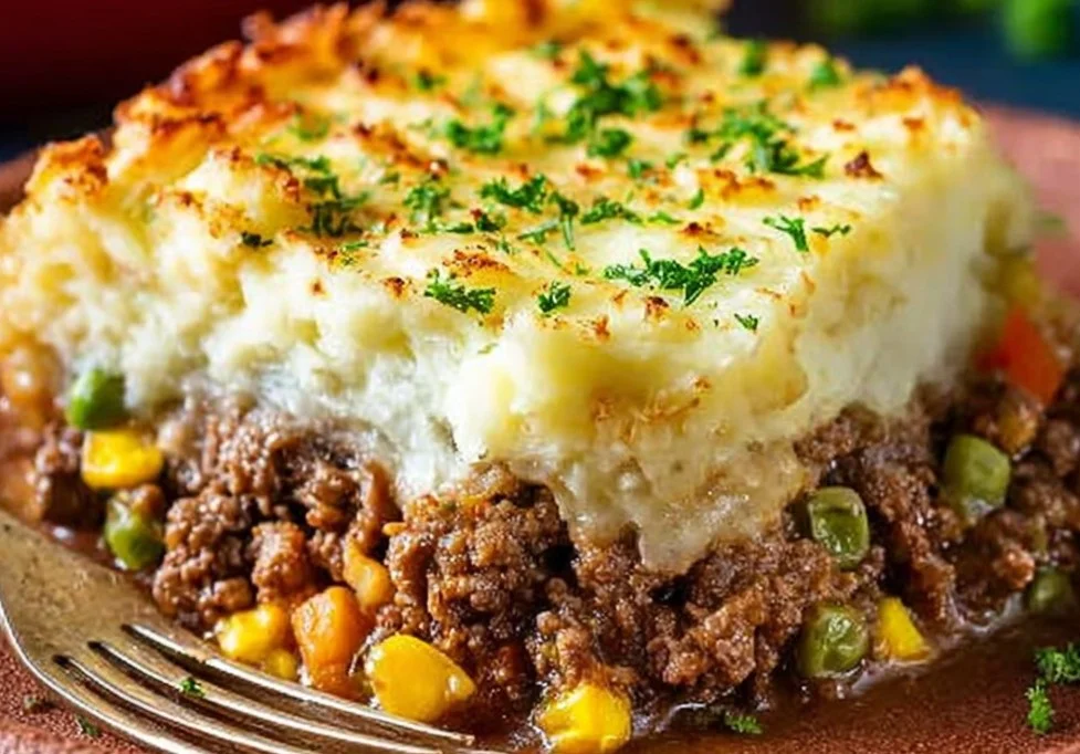 Delicious Classic Shepherd's Pie with meat and creamy mashed potatoes