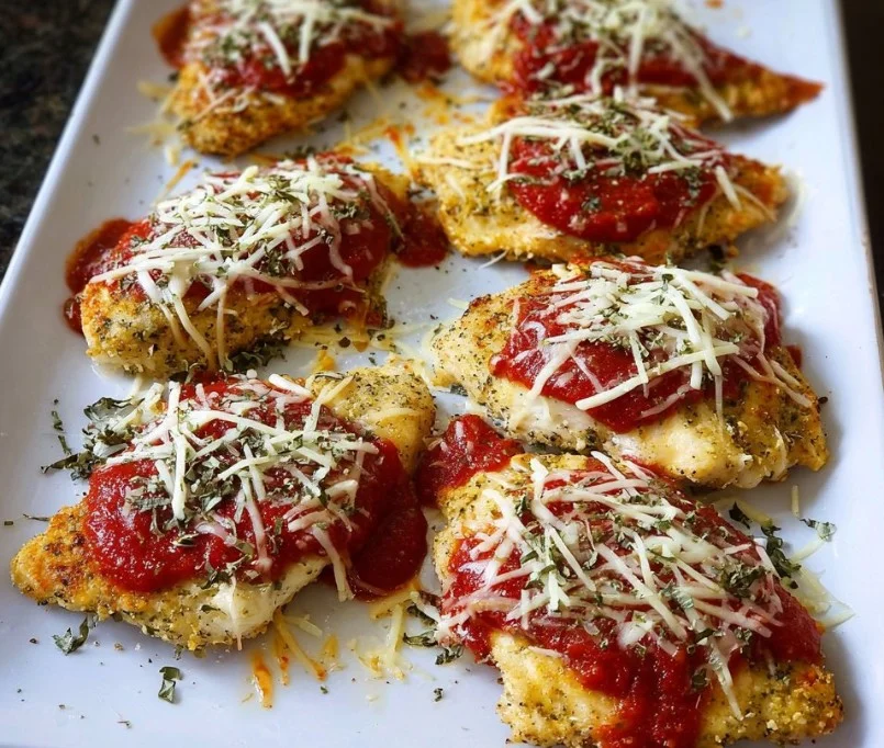 Delicious chicken parmesan served with pasta, ready in 20 minutes and high in protein.