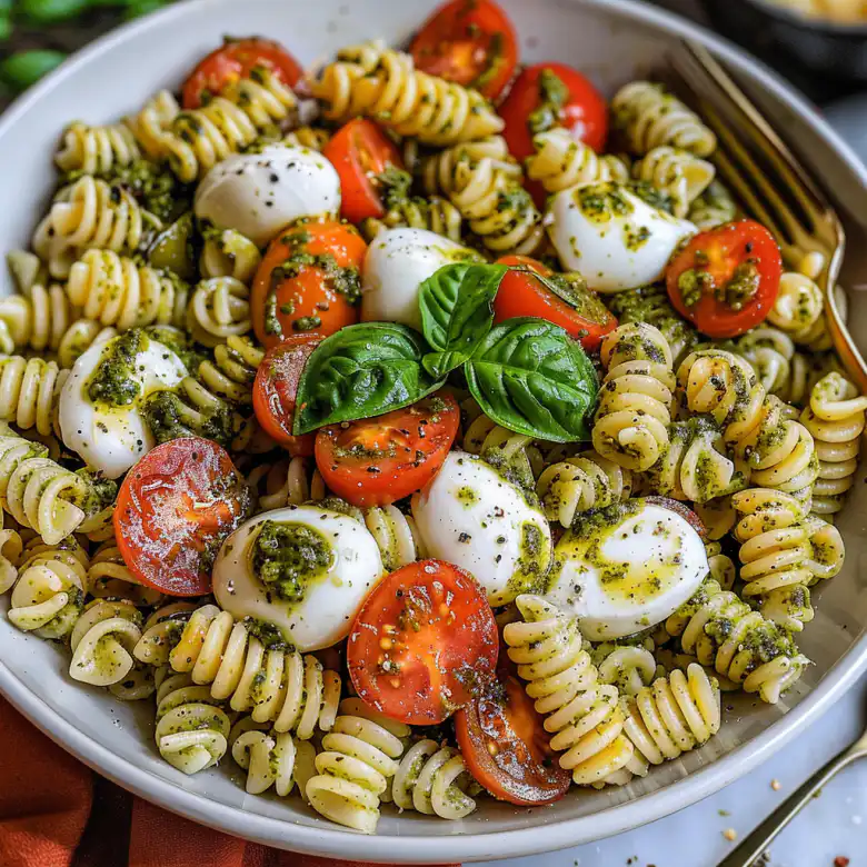 Light and Creamy Pesto Caprese Pasta Salad Recipe - Easy & Delicious 2 image 174