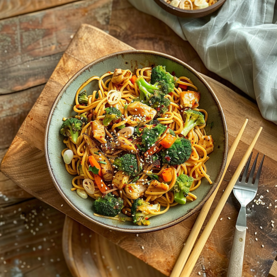Spicy Garlic Chicken and Broccoli Noodle Bowls | Easy One-Pan Dinner 2 image 321