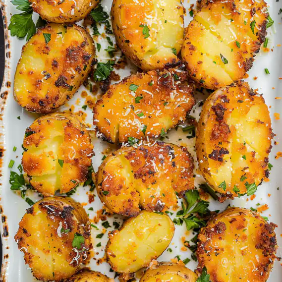 Viral Crispy Garlic Parmesan Crusted Potatoes Recipe 2 image 916