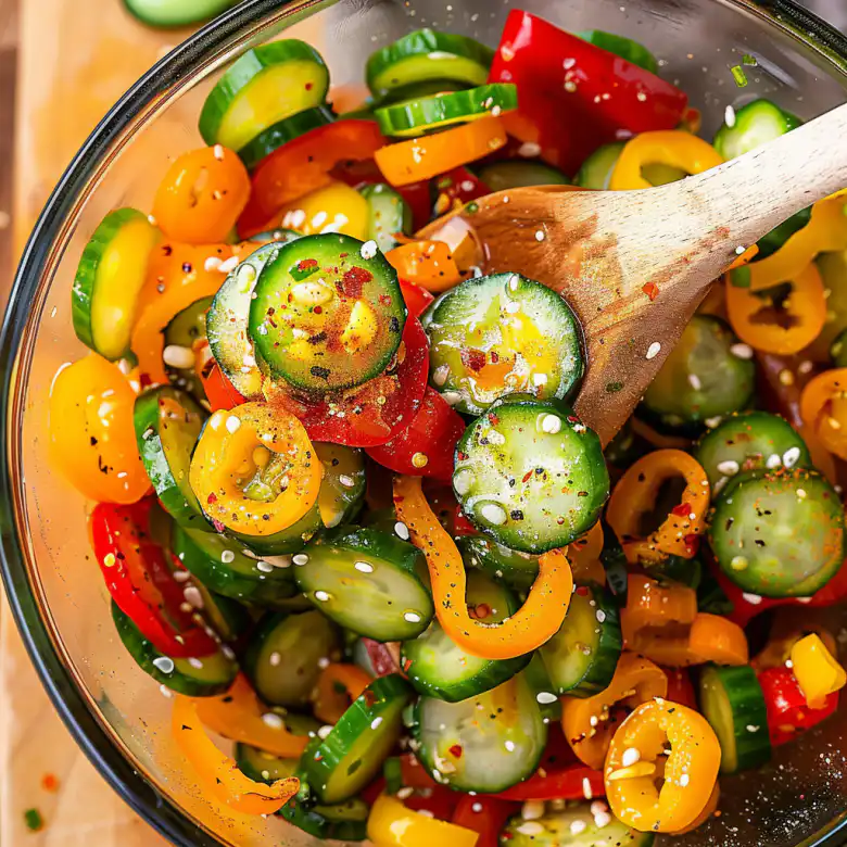 Fresh Cucumber and Sweet Pepper Salad Recipe - Light Summer Side Dish 2 image 95