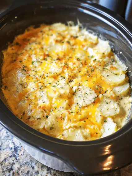 Easy Slow Cooker Cheesy Scalloped Potatoes Recipe for Comfort Food 2 image 162 e1778220305285