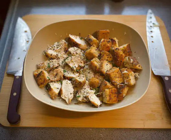 BEST CHICKEN CAESAR SALAD WITH HOMEMADE CROUTONS | Betty Flavors 3 image 164 e1778221183644
