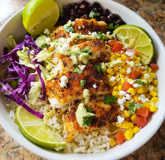Easy Blackened Fish Taco Bowls Recipe for a Quick Dinner 3 image 182 e1778256826257
