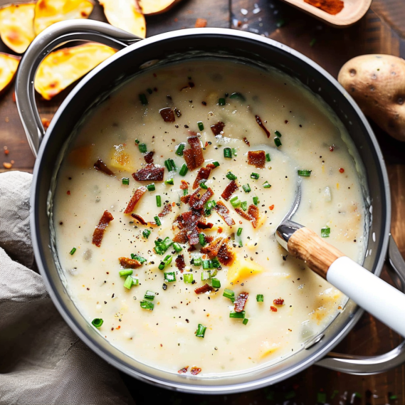 Easy Loaded Baked Potato Soup Recipe with Bacon and Cheese 2 image 210