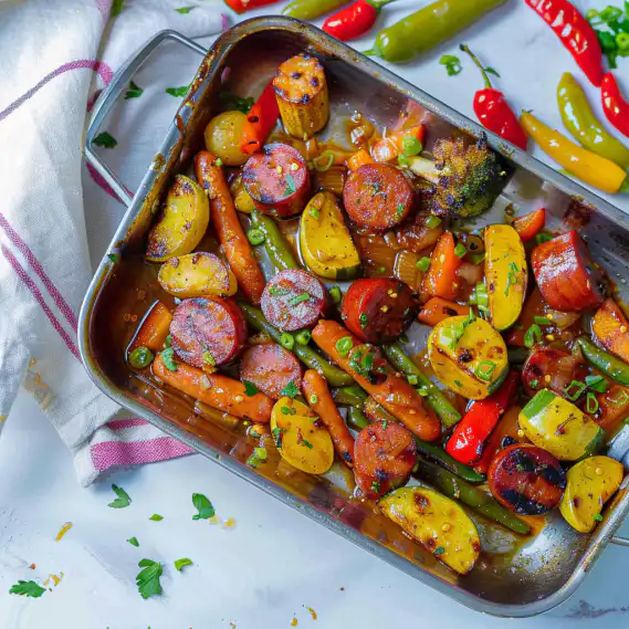 Easy One-Pan Honey Garlic Kielbasa & Veggies Dinner RecipeSEO Title: 2 image 530
