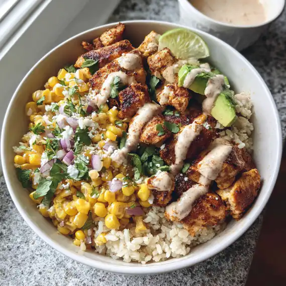 Savory Street Corn Chicken Rice Bowl Recipe Easy High Protein Meal Prep 2 image 58