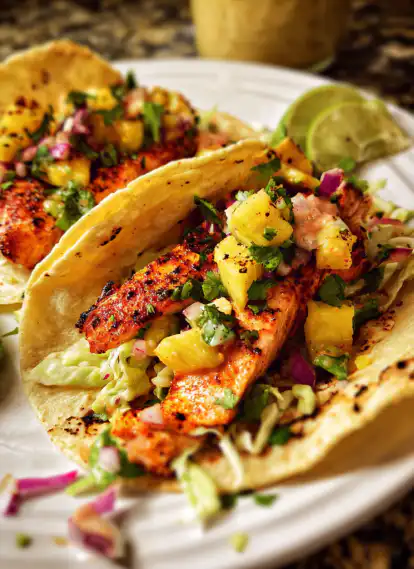Delicious Salmon Tacos & Pineapple Avocado Salsa Recipe 2 image 77 e1777889124329