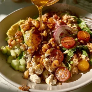15-minute quinoa salad bowl with avocado and feta ingredients