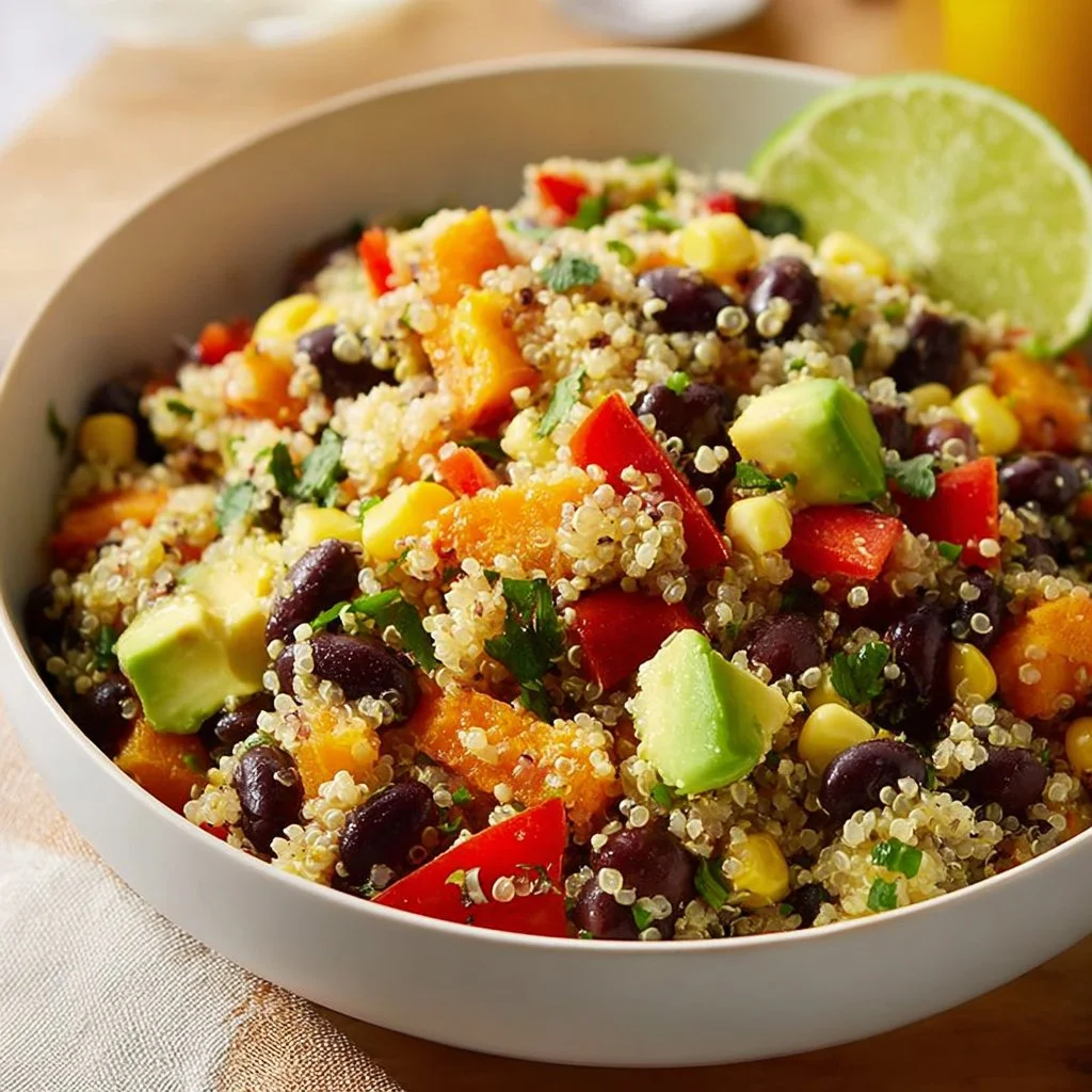 Savory southwestern quinoa salad with fresh veggies and beans